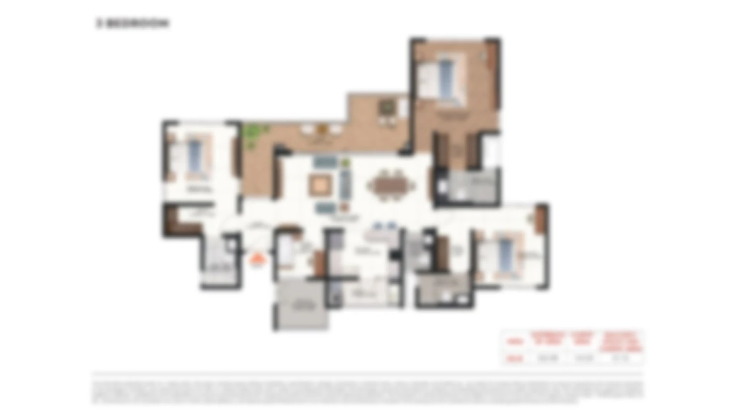 3 BHK floor plan of Embassy Biome, ~1,922 sq.ft. apartment, North Bangalore