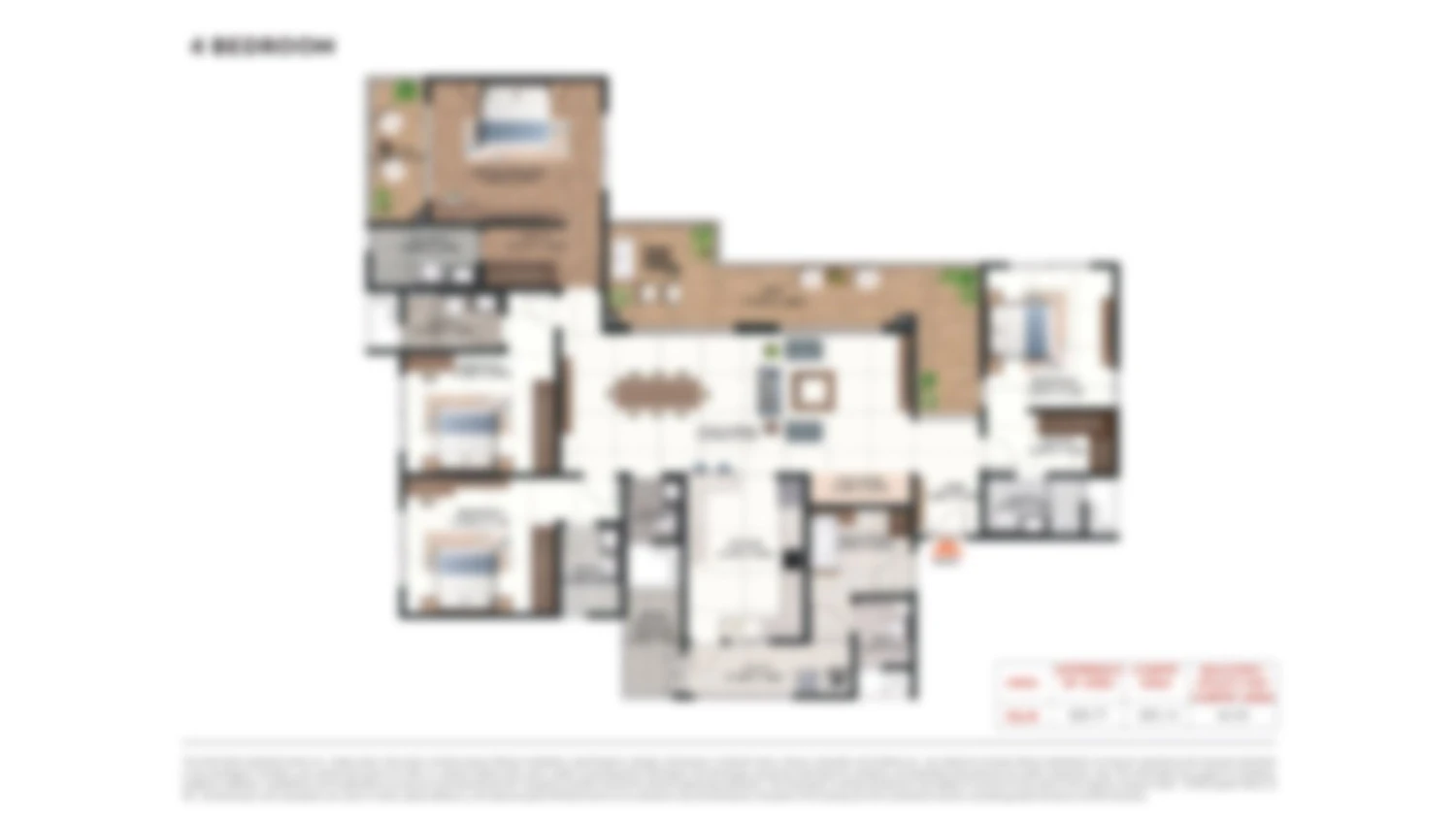 4 Bedroom floor plan of Embassy Biome villa, ~4,185 sq.ft., North Bangalore